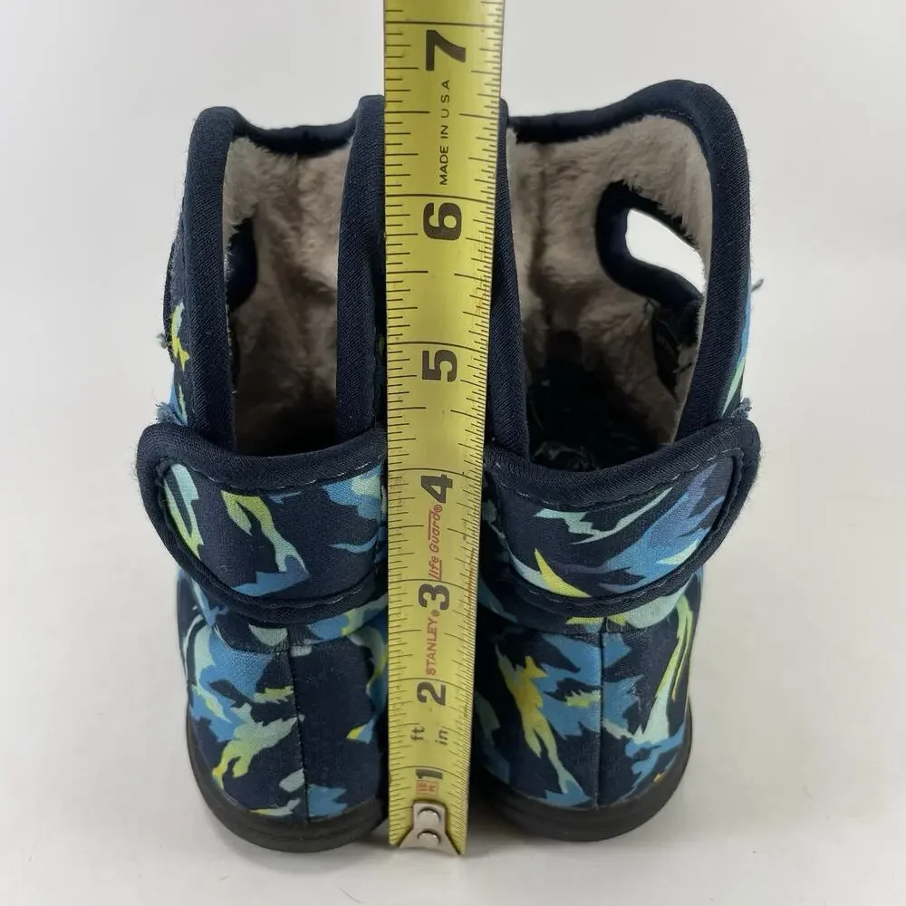 Bogs Bogs II Rain Boots Kids Size 9 Blue Faux Fur Lined Winter Snow Sport Camo